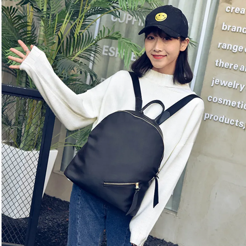 

Women's fashion black color oxford material soft  backpack  bag for girls barbue food package