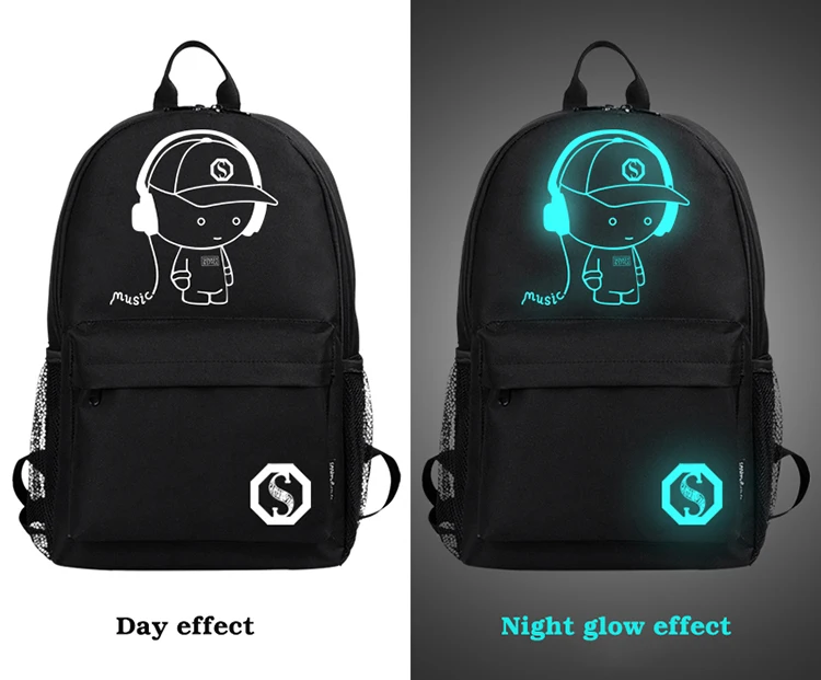 Школьный рюкзак со светящимся рисунком на тему аниме USB зарядка для ноутбука рюкзак для подростка Противоугонный для мальчиков обратно в школу