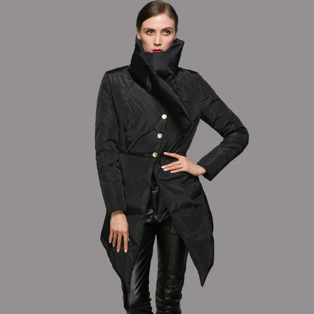 Best price at $101 Cheap Solid Slim Coat Button Pockets Winter Jacket Women Parkas Single Breasted Snow Warm Female Clothing 2016 New Arrival Plus Size