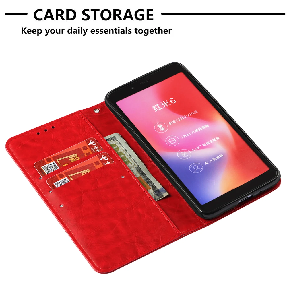 Чехол книжка для Xiaomi Redmi 6 A Redmi6 кожаный чехол кошелек с отделением карт телефона 6A