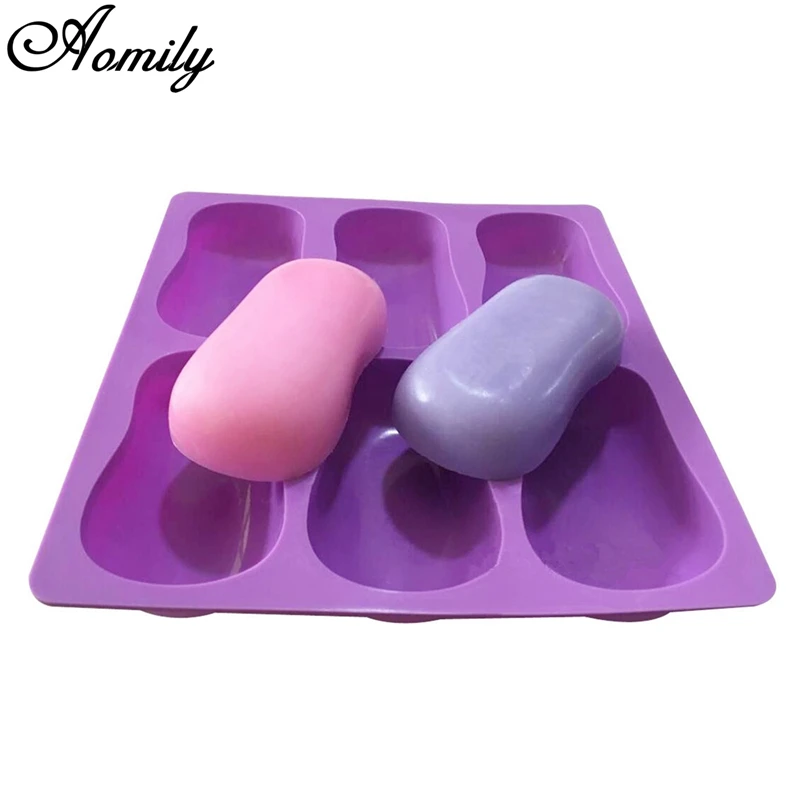 

Aomily 6 Ovals Shape Silicone Mold Homemade Soap Mold DIY Chocolate Jelly Pudding Reusable Mould Cake Decorating Tools Bakeware