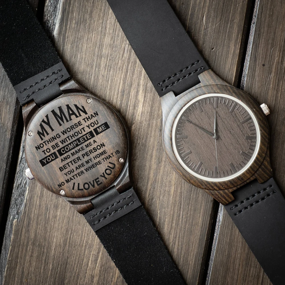

FREE Custom Engraving Wood Watch Fathers Day Boy Friend Wedding Gift, engraved wooden watch for anniversary gift