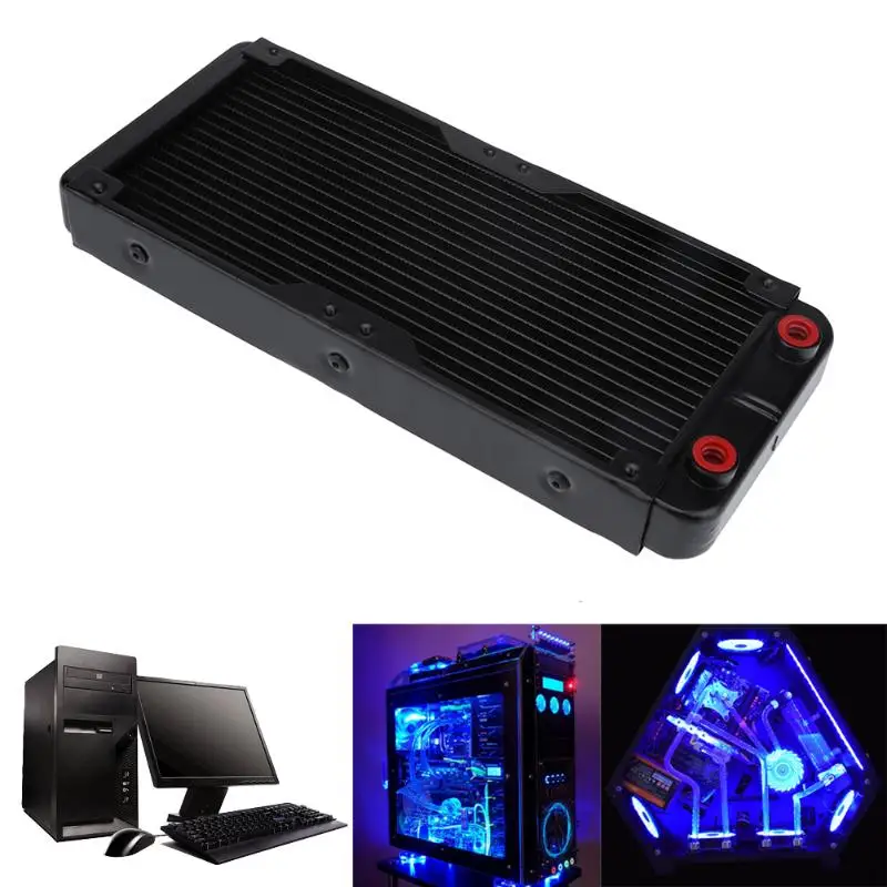 240mm 18 Tubes G4/1" Aluminum Computer Radiator PC Case Water Cooling