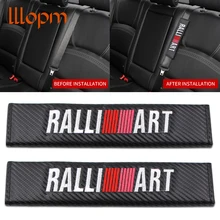 2 pçs estilo do carro de fibra carbono cinto de segurança capa carro emblema almofada ombro para mitsubishi ralliart lancer asx outlander acessórios