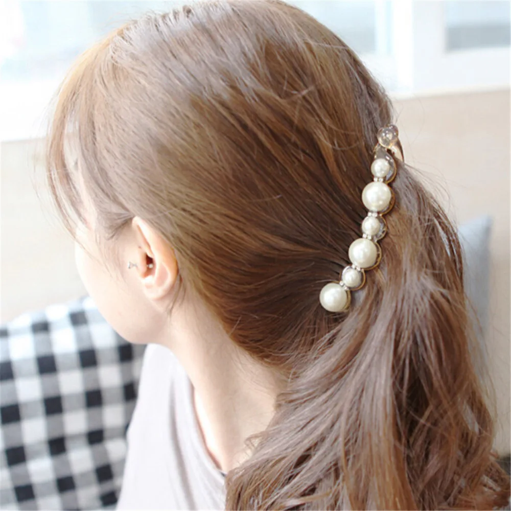 Clothing, Shoes & Accessories Pearls Hairpins Hair Clip Jewelry Banana  Clips Head-wear Women Hairgrips Girl Hair Accessories 