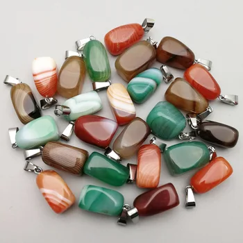 

Fashion Natural stripe agates stone Pendants for Jewelry Necklace making Irregular shape Charm accessories 12PCS wholesale
