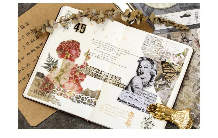 Lote Kawaii Papelaria Adesivos Retro Bronzing Série Diário Decorativos Mobile Scrapbooking Faça Você Mesmo Artesanato 12 Set - 14 Cheap Adesivos