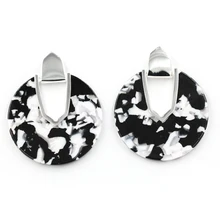 Новое поступление черный белый классический цвет ацетат серьги-гвоздики диски Абалон серьги-гвоздики женские модные ювелирные изделия