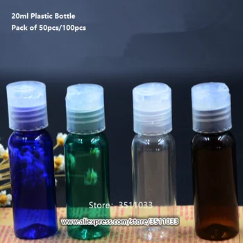 

20ml Empty Plastic Lotion Refillable Bottle Sample Cosmetic Emulsion Shampoo Cream Sub Bottle Green Blue Brown Clear Container