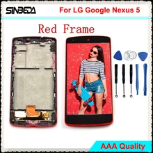 

Sinbeda Best Quality Red Color 4.95" LCD Display Touch screen with Frame For LG Google Nexus 5 D820 D821 Replacement Part