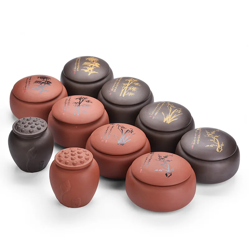 

Household Purple Sand Tea Canister Pu 'er Tea Storage Sealed Canister Vintage Gift Box