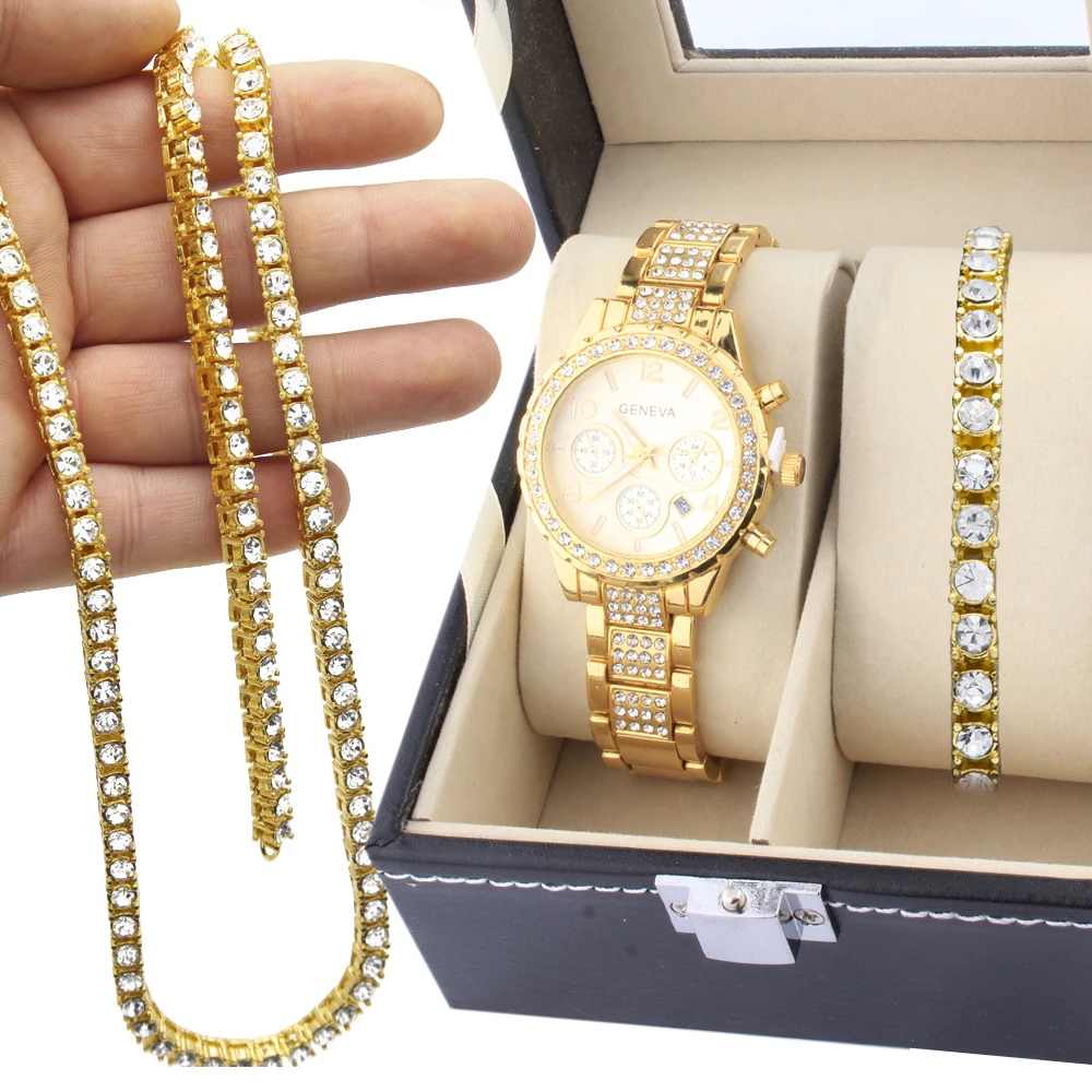 Us 37 0 Party Necklace Bracelet Men Special Offer Jewelery Set Hip Hop Gold Color Watch 1 Row Rhinestones Chain Combination In Jewelry Sets Us 37 0 Party Necklace Bracelet Men Special Offer Jewelery Set Hip Hop Gold Color Watch 1 Row Rhinestones Chain Combination In Jewelry Sets