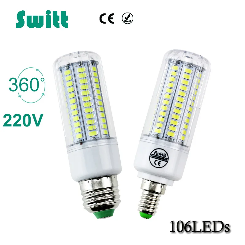 

2017 LED lamp E27 E14 106LEDs 35W SMD 5730 Corn Bulb 220V240V Chandelier LEDs Candle light Spotlight High Power