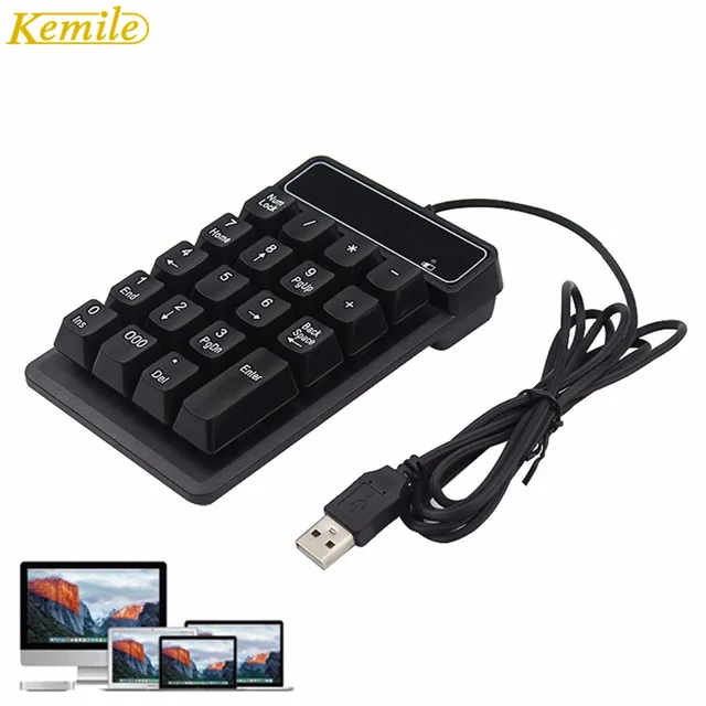 Kemile Wired Mini USB Numeric Keypad Numpad 19 Keys Digital Keyboard for iMac/MacBook Air/Pro Laptop PC Notebook Desktop Kemile Wired Mini USB Numeric Keypad Numpad 19 Keys Digital Keyboard for iMac/MacBook Air/Pro Laptop PC Notebook Desktop