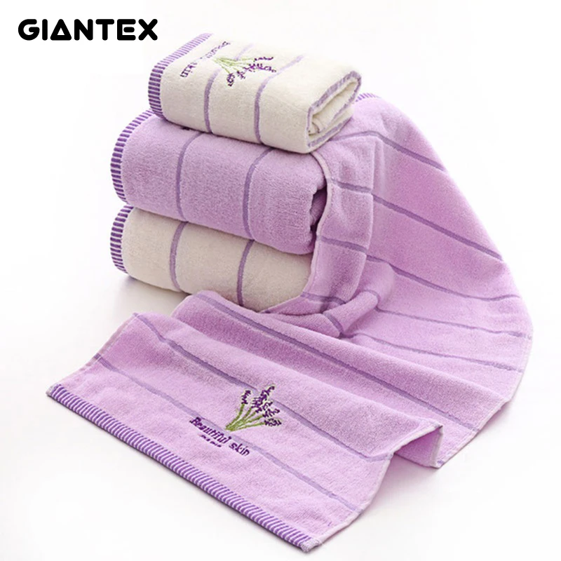 

GIANTEX Lavender Cotton Towel Set Bathroom Super Absorbent Bath Towel Face Towels For Adults serviette de bain toallas recznik