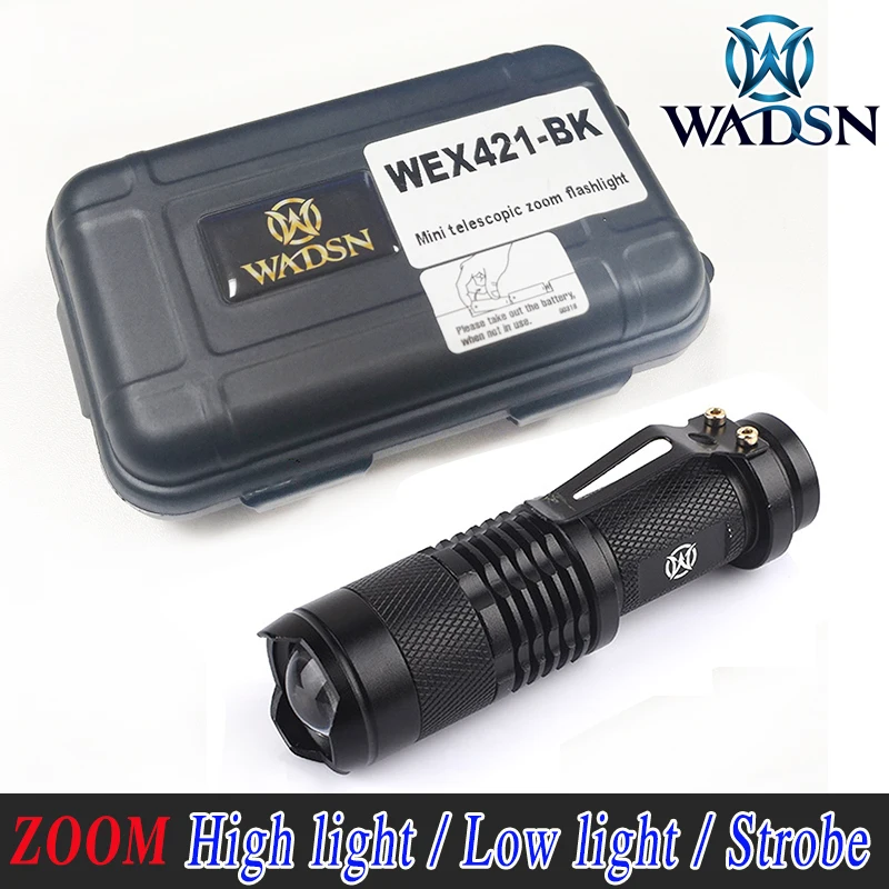 

WADSN Mini telescopic zoom flashlight 500 lumens for outdoor sport hunting led flashlight strobe flashlight WEX421