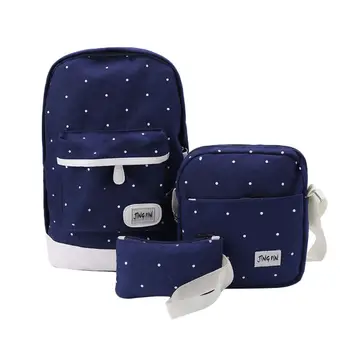 

3PCS Unisex Canvas Backpack School Shoulder Bag Rucksack Canvas Travel Bags Casual Daypack Bookbag