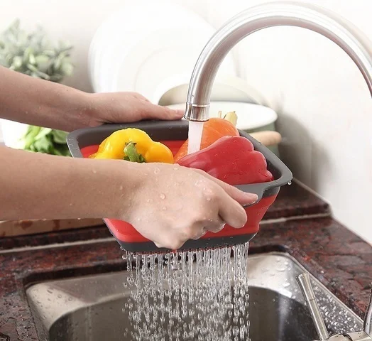 

Joyathome 2pcs/Set Style Kitchen Foldable Silicone Colander Fruit Vegetable Strainer Drain Baskets Kitchen Gargets Kitchen Tools