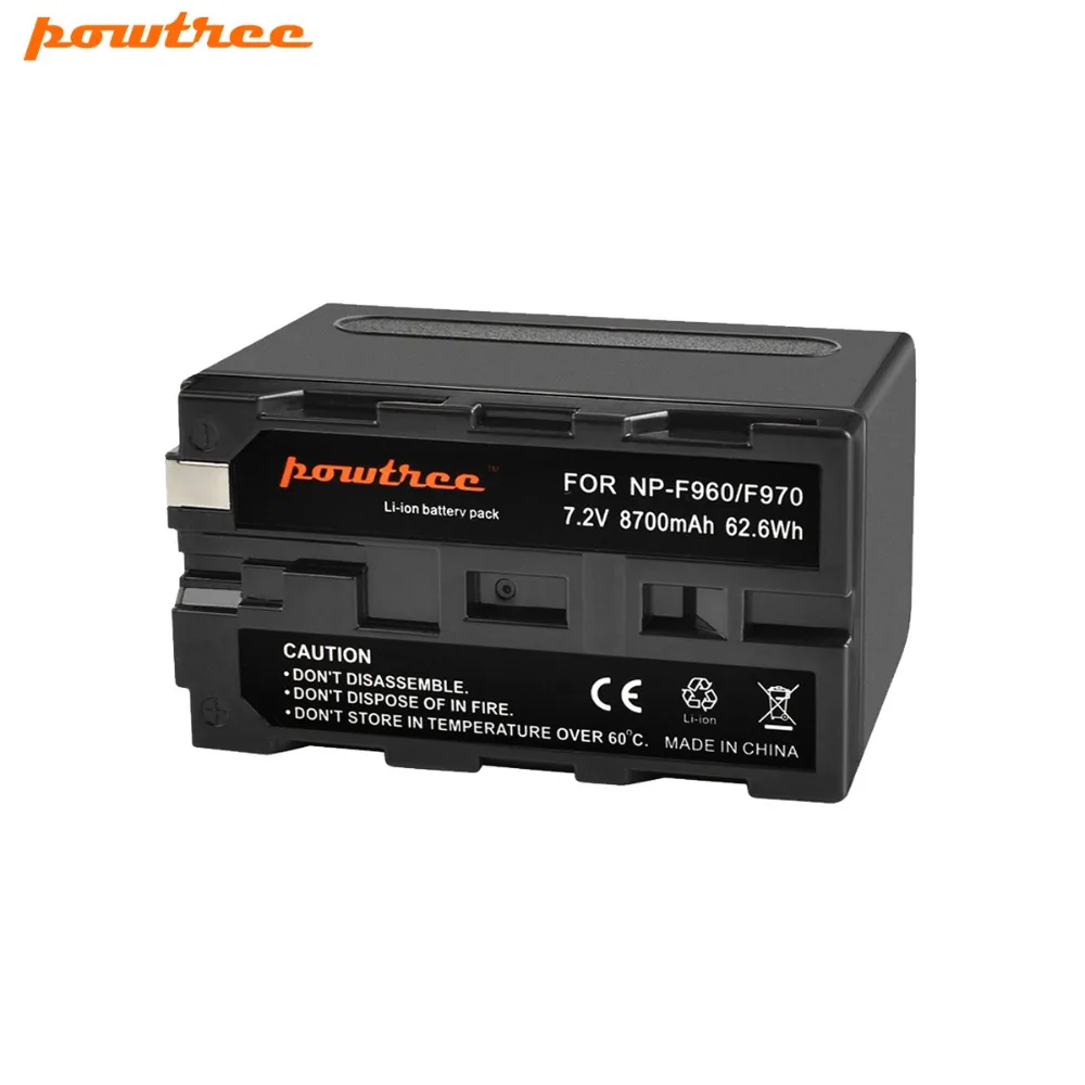 Powtree для Sony 1 шт. 7 2 в 8700 мАч NP-F960 NP-F970 Замена батареи NP F960 F970 MC1500C 190P 198P F950 MC1000C CCD-TRV25 |