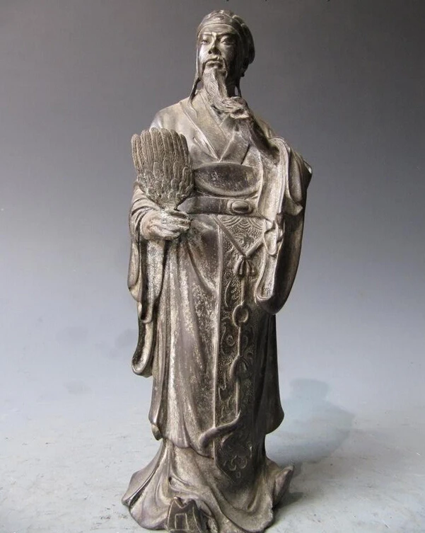 

Collectible bronze lion statue S0919 China Famous Three Kingdoms Pure Bronze militarist Zhuge Liang (Kongming) Statue B0403