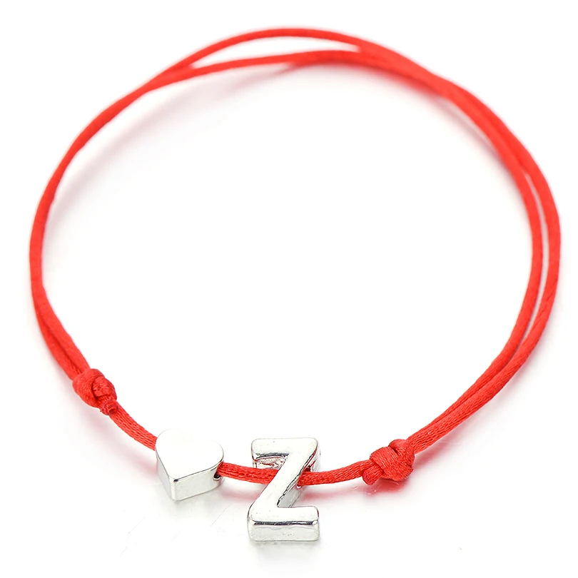 IYOE Gold Silver Color Tiny Heart Initials Name Letter Bracelet For Women Men Kids Hand Braided Red Rope Bracelets Couple Gifts