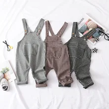 0-3T Baby Overalls Spring Kids Pants Plaid Printed Clothes for Newborn Baby Jumpsuit Children Unisex Cotton Fashion Overall