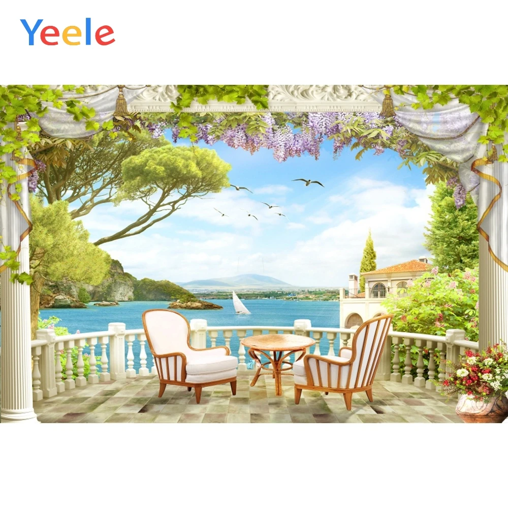 

Yeele Pavilion Table Lake Forest Flowers Landscape Photography Backgrounds Customized Photographic Backdrops for Photo Studio