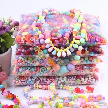 

Bulk 1KG Beaded toys Acrylic Bead Kit Accessories Kindergarten handwork DIY Toys Kids Beads Set Creative Gifts for children