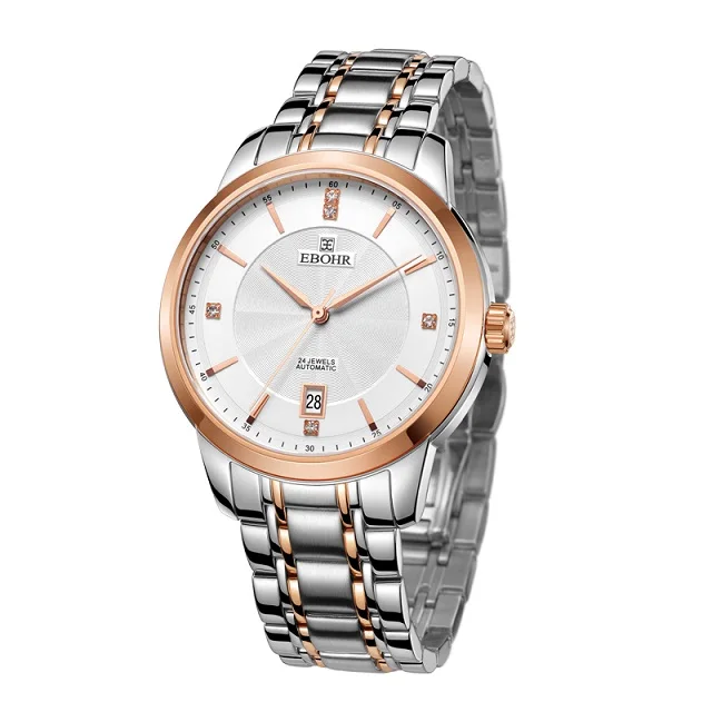 rose gold EBOHR Роскошные брендовые машины успешный для мужчин's водонепроницаемые механические наручные часы бизнес повседневное модные часы Ebohr 11140115 - Цвет: rose gold