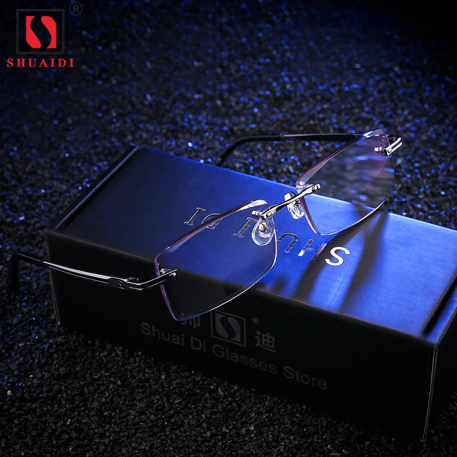 

Men Rimless Glasses Reading Male Eyeglasses Readers Anti Fatigue Gray Lenses Presbyopic Glasses 1.0 1.5 2.0 2.5 3.0 Diopter