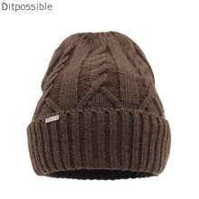 Ditpossible Вязаный капор Beanies шляпы для мужчин буквы утолщаются шапка мужская Шапки зимняя шапочка Gorro