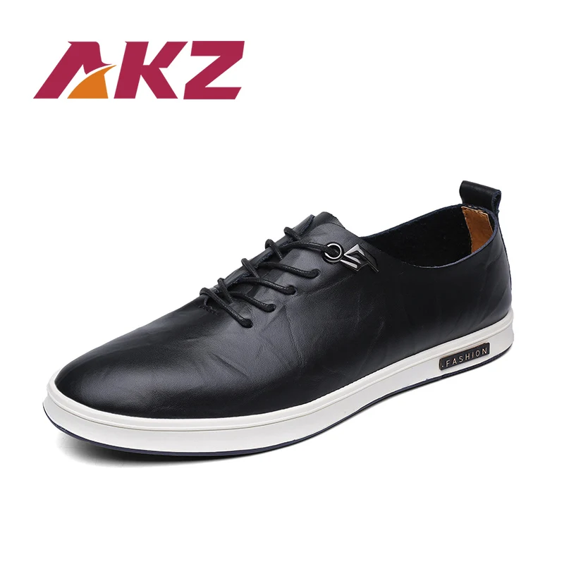 

AKZ British style Men Casual shoes 2018 Spring Summer cow leather Breathable Comfortable Male Flats shoes for man size 38-43