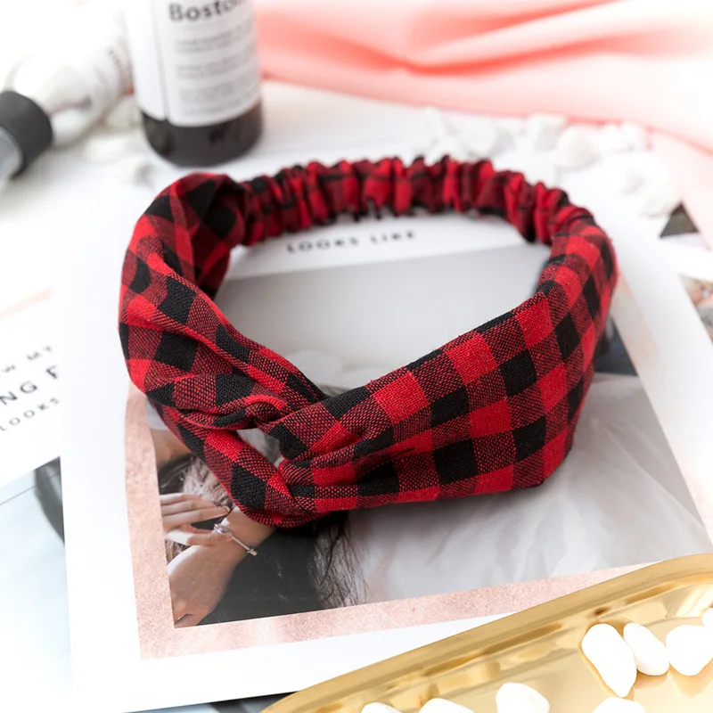 

2019 korean style Women Hair Accessories Turban Plaid Headband Floral Prints Bandanas Elastic Hair Bands Gum Hair for Girls