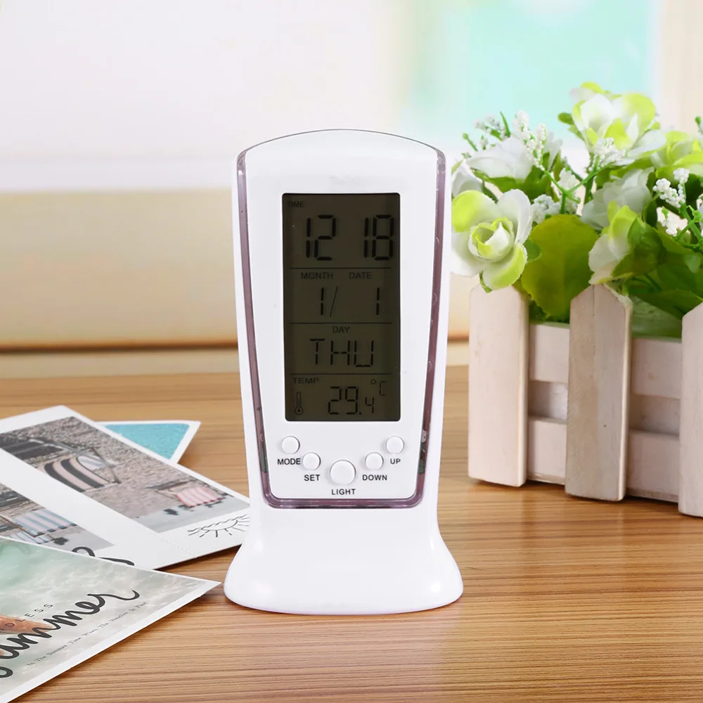 

Clock Desktop Blue Backlight Digital Alarm Table Clock Watch Snooze LED Clock Shows Temperature Clock Board