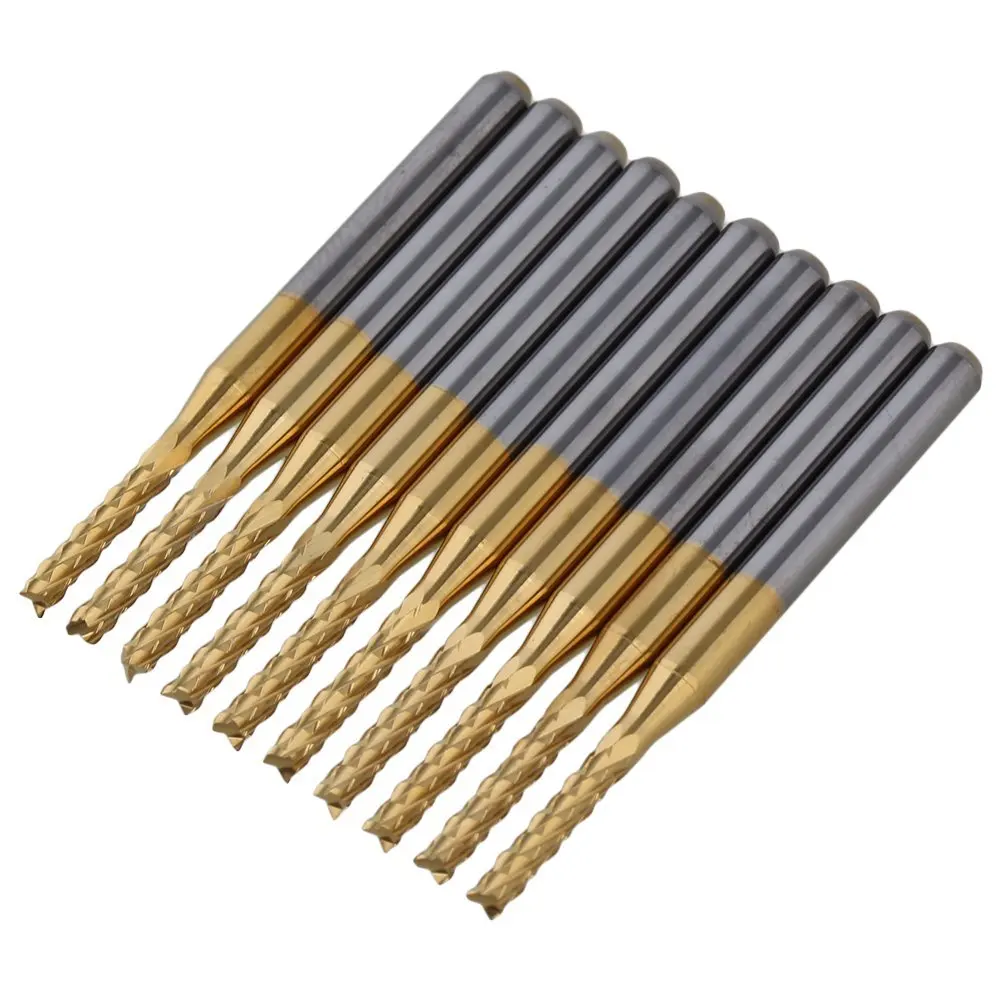 38x3.175mm Corn Teeth Tin Coated Carbide Milling Cutter 2.5mm Router