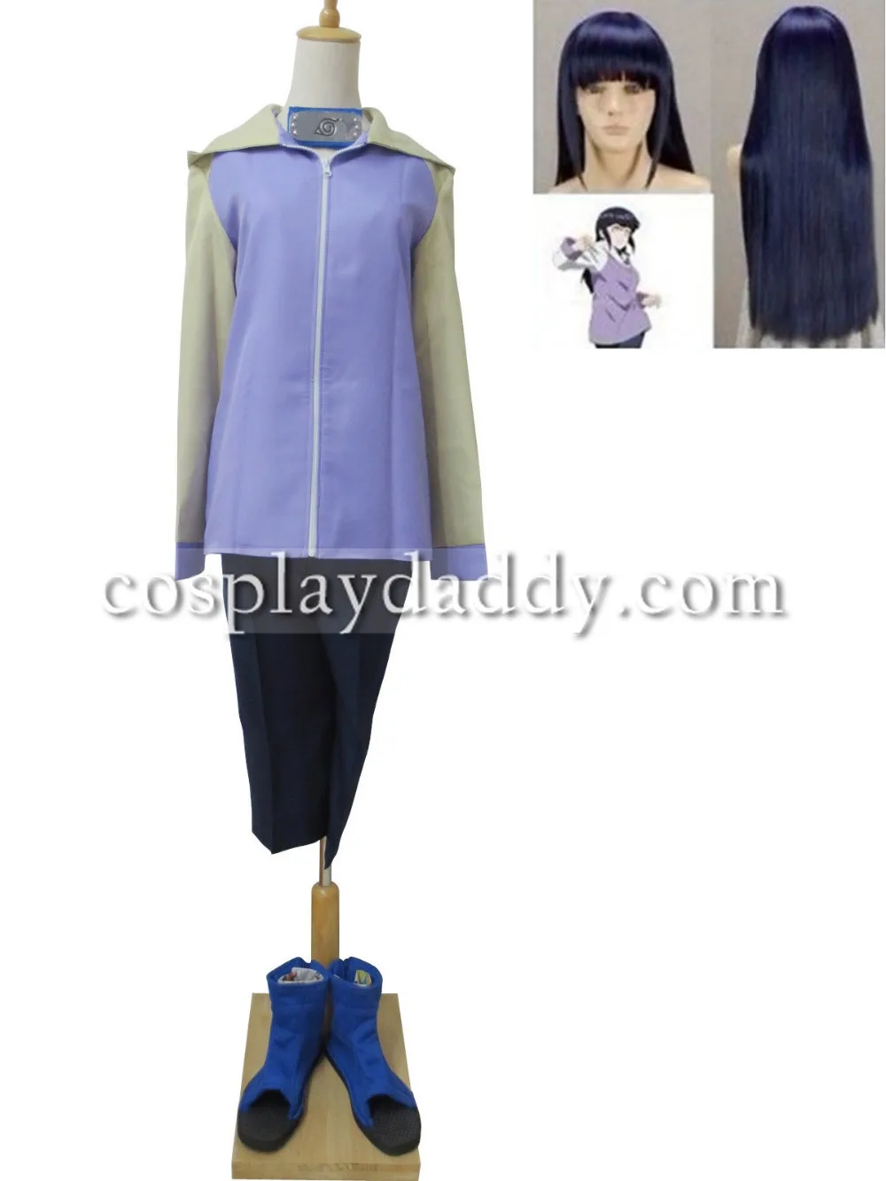 Naruto Shippuden Hinata Hyuga Cosplay Costume Outfit+Wig