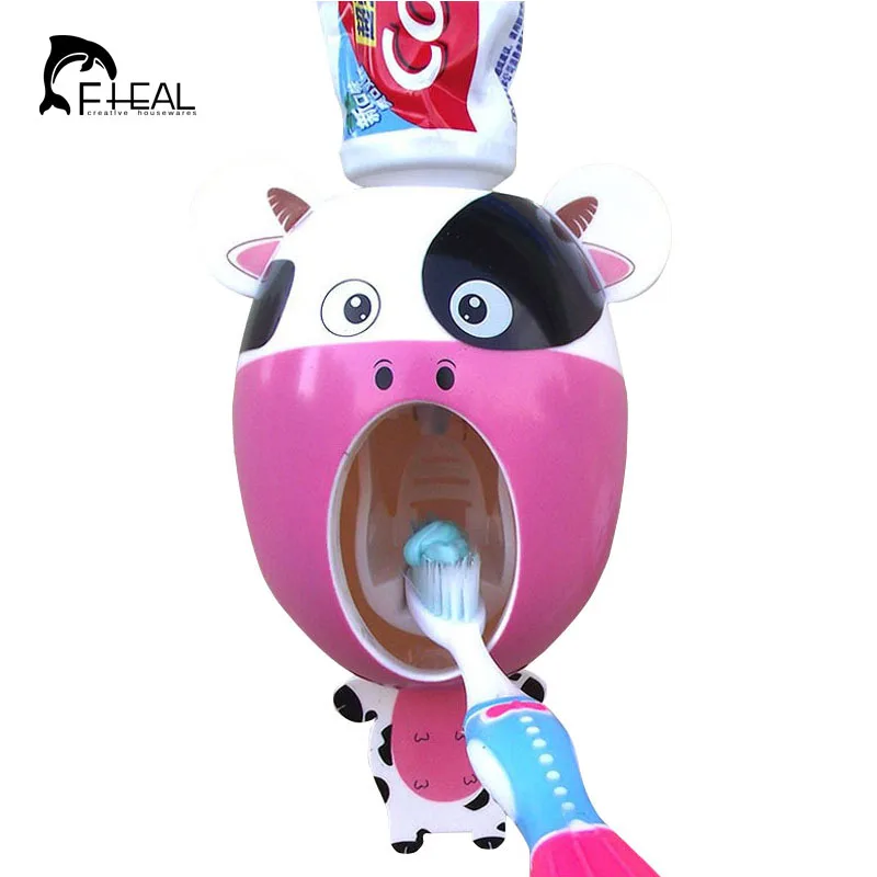 

FHEAL Creative Cartoon Automatic Toothpaste Dispenser Wall Mount Stand Bathroom Sets