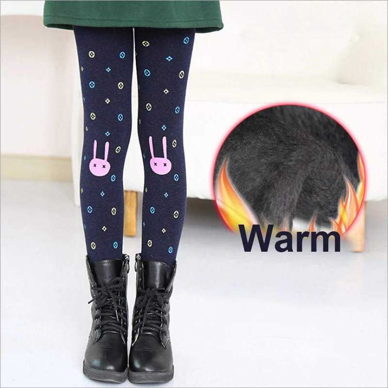 Warm Leggings Kids Pants Fleece Lined Toddler Girl Knit Leggings Little