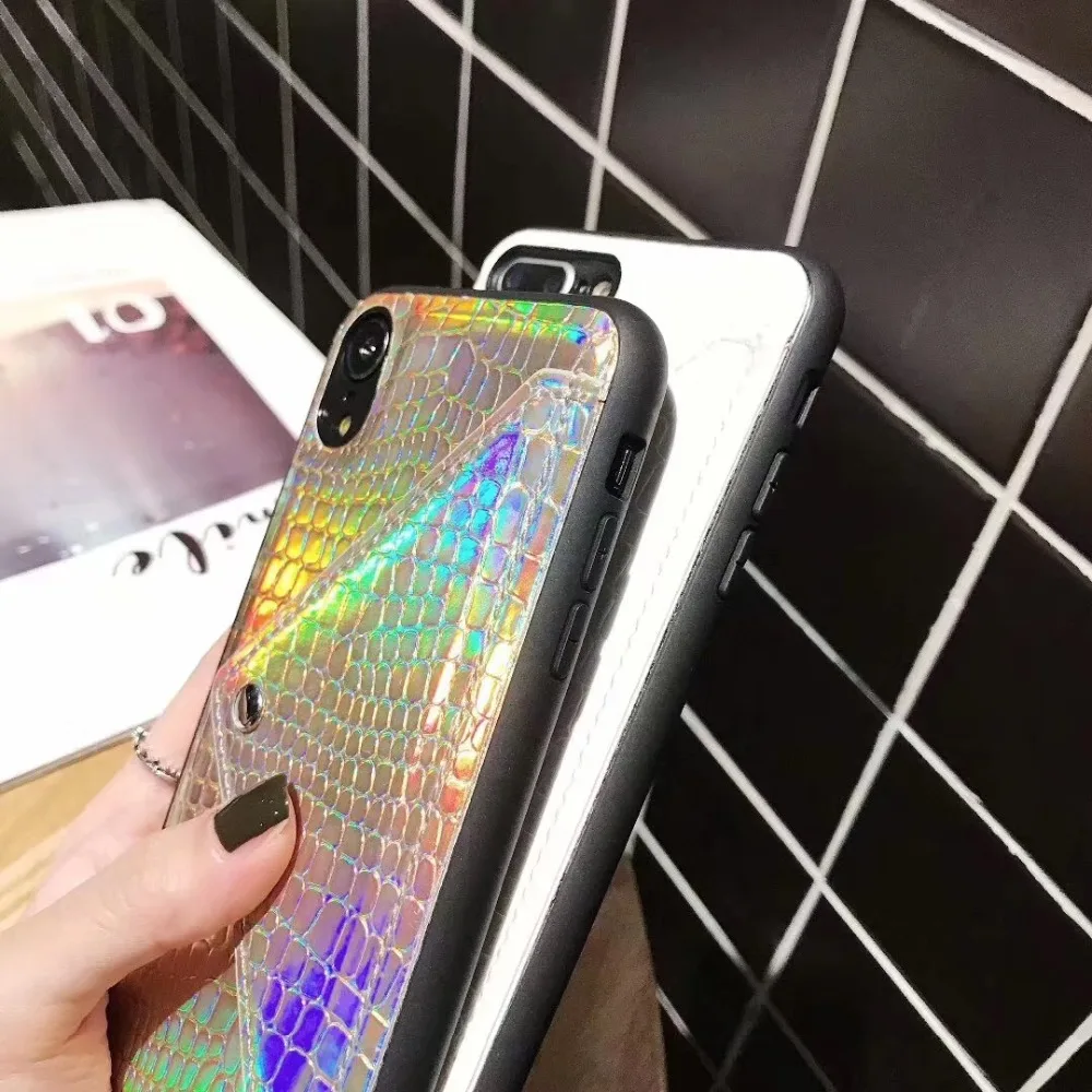 Case For iPhone X Xr Xs Max Case Sexy Snake Skin Laser Flip Wallet Neck Chain Card Slots Stand Case For iPhone 7 8 6S Plus Cover (13)