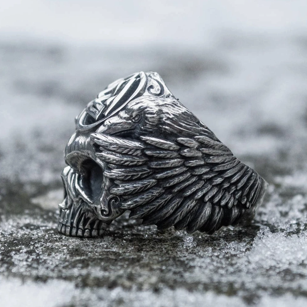 Кольцо из нержавеющей стали Odin с воронами мужское кольцо викинга Valknut Sukll