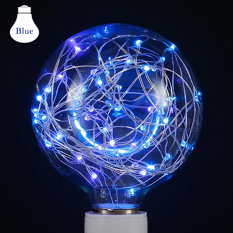 Винтажная сказочная Светодиодная лампа E27 G95 RGB светодиодная 110 В 220 накаливания