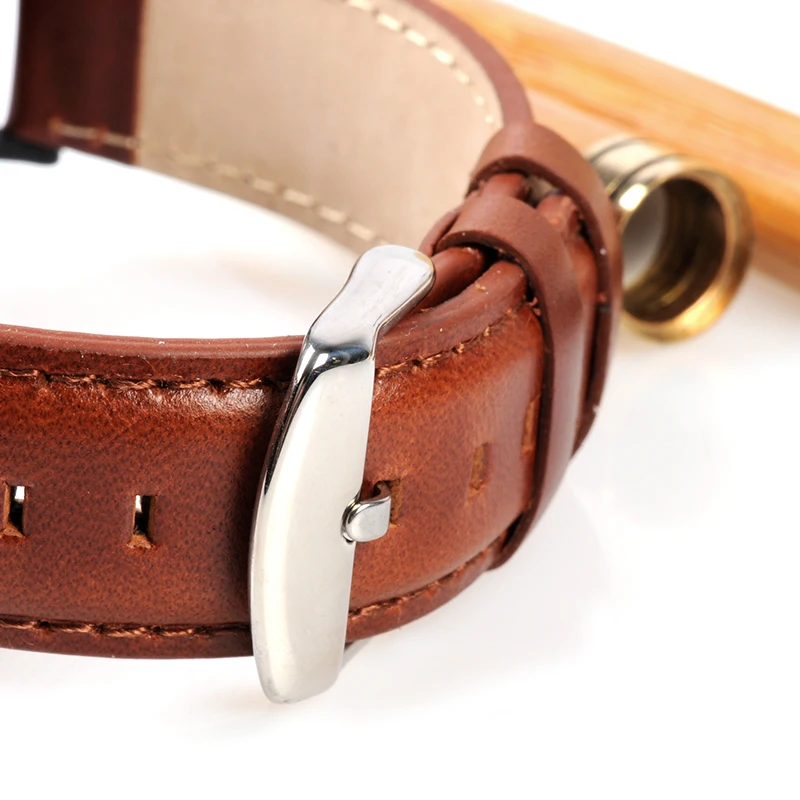 BOBO BIRD WE25 Mens Watch with Metal Case Wooden Dial Face Soft Leather Band Quartz Watches for Men Women