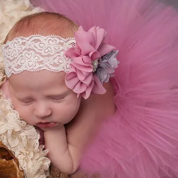 

Antique Rose Tutu and Vintage Style Headband Handmade Newborn Tutu Baby Girl Photography Props Birthday Gift TS049