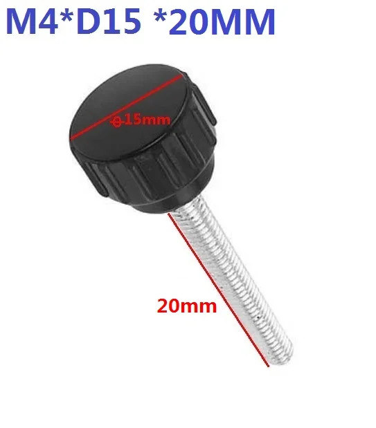 20 шт./лот M4 * мм резьба круглая голова Dia.15mm рифленая ручка для захвата ручки