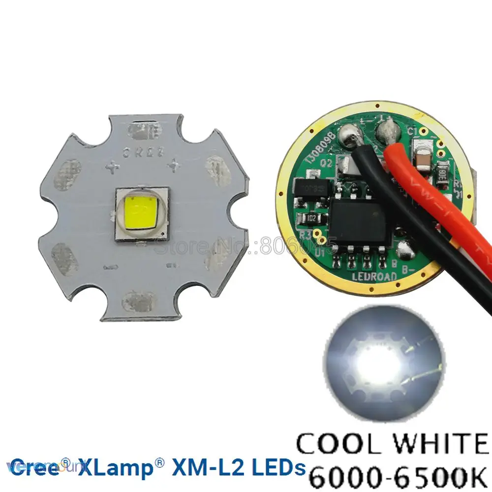 Cree XML2 XM-L2 T6 10 Вт Высокая мощность светодиодный излучатель холодный белый нейтральный белый теплый белый 16 мм 20 мм белый PCB+ DC3.7V 2A Диммируемый драйвер - Испускаемый цвет: Cool White 20mm