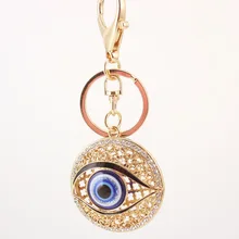 Personalized Metal Crystal Evil Eye Key Ring Unisex Keyring Car Keychain Women Charms HandBag Pendant llaveros Chaveiros PWK0383