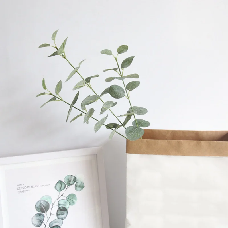 

Green Artificial Leaves Large Eucalyptus Leaf Plants Wall Material Decorative Fake Plants For Home Garden Party Decors