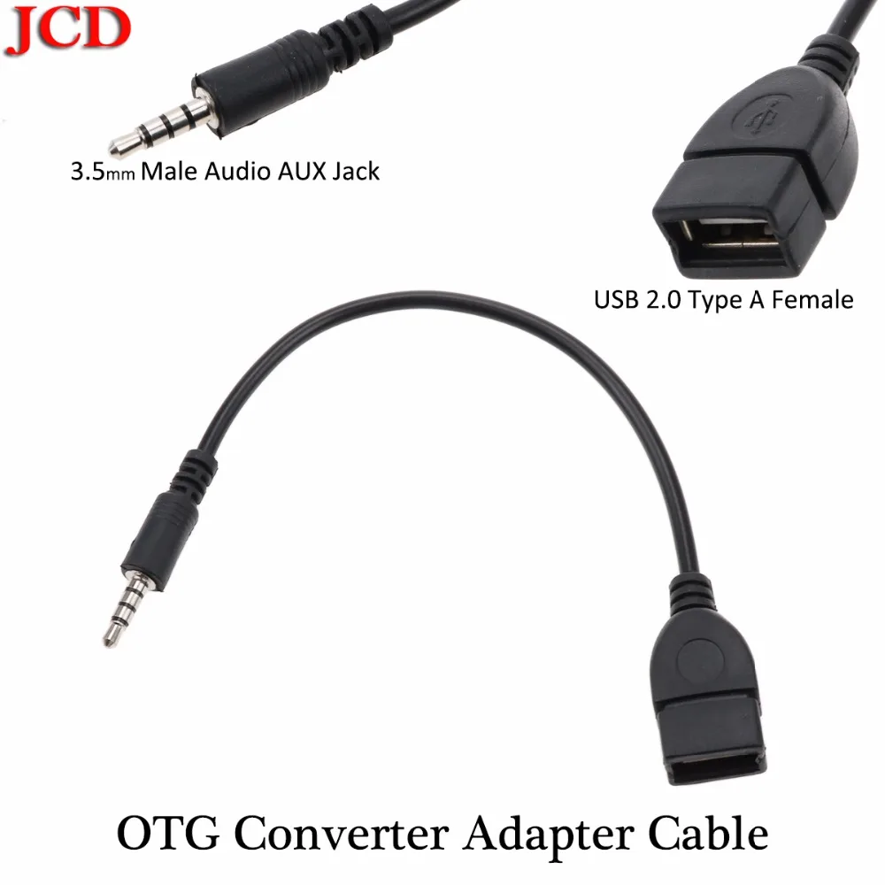 JCD Новый 3 5 мм штекер аудио-разъем AUX USB 2 0 Тип Женский Адаптер конвертера OTG кабель
