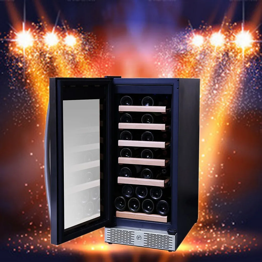 

Smad 28 Bottle Electric Compressor Freestanding Wine Fridge Refrigerator Lockable Single Zone Wine Cooler Cellar Chiller