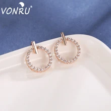 Новые трендовые циркониевые женские шикарные серьги, простые изящные круглые вечерние серьги для женщин, модное ювелирное изделие, подарок